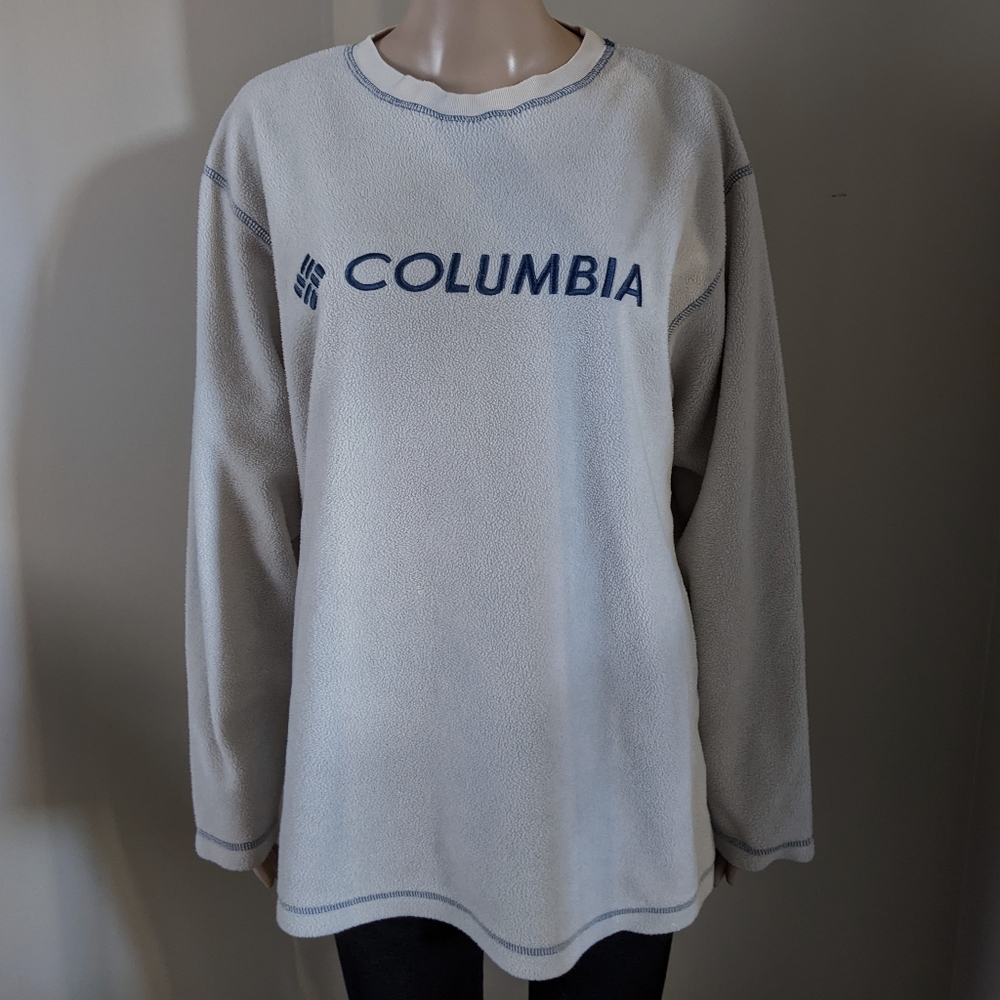Vintage Columbia fleece embroidered logo crewneck sweater, men's medium